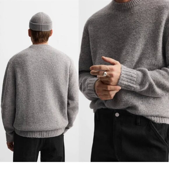 NEW! Zara | Men's Wool-Blend Crew Neck Sweater In Orange - Picture 9 of 10